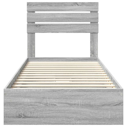 Bedframe met lade Grijs Sonoma 75 x 190 cm Bewerkt hout