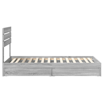 Bedframe met lade Grijs Sonoma 75 x 190 cm Bewerkt hout