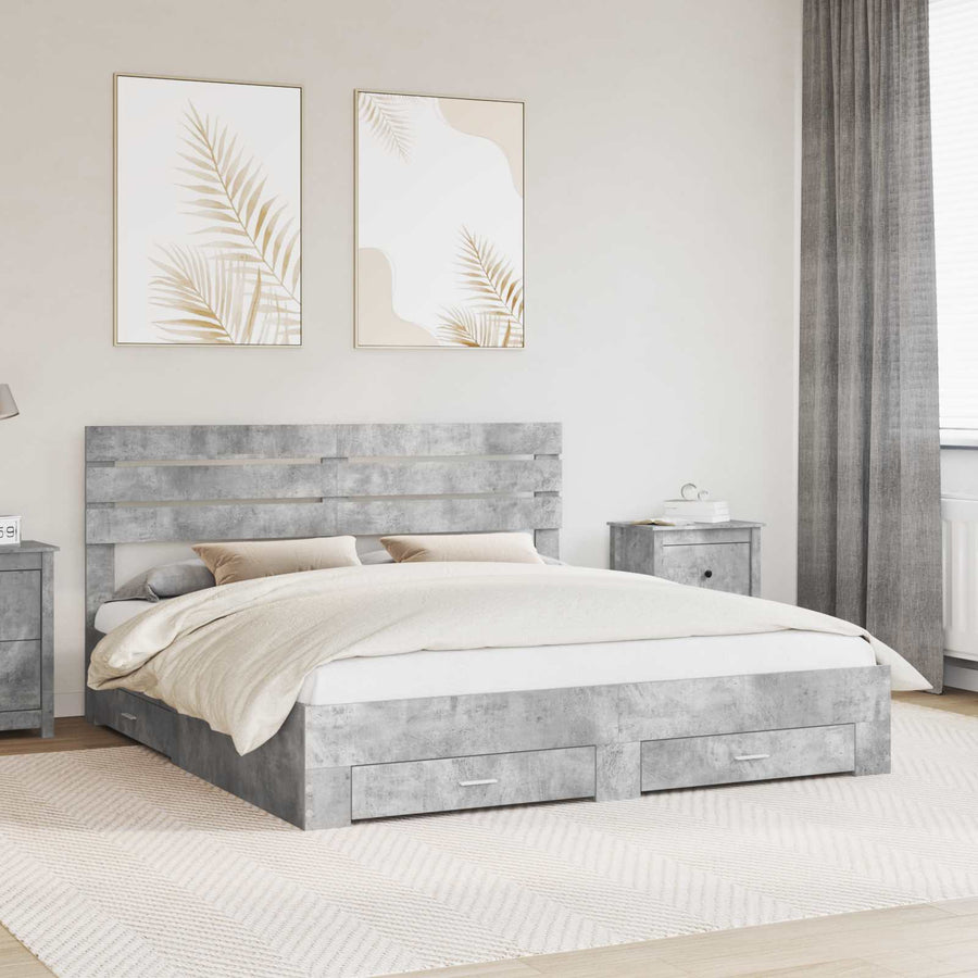 Bedframe met lade met hoofdeinde met opslag Bewerkt hout