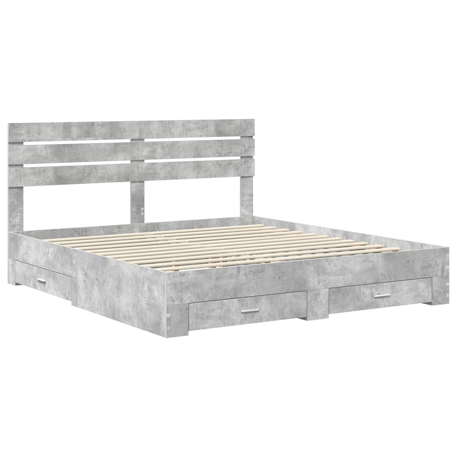 Bedframe met lade met hoofdeinde met opslag Bewerkt hout