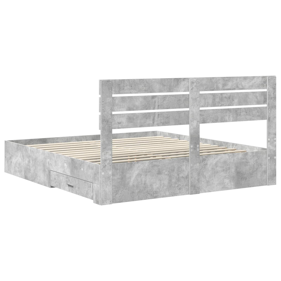 Bedframe met lade met hoofdeinde met opslag Bewerkt hout