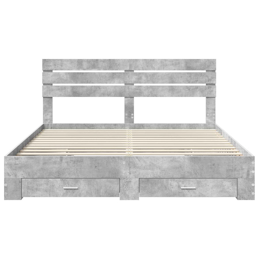 Bedframe met lade met hoofdeinde met opslag Bewerkt hout
