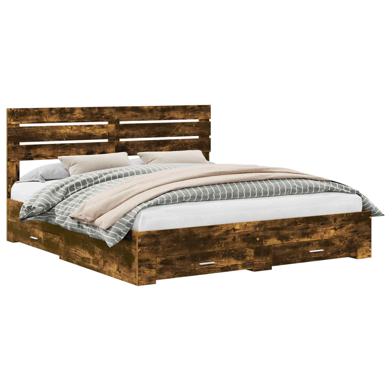 Bedframe met lade met hoofdeinde met opslag Bewerkt hout