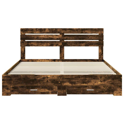 Bedframe met lade met hoofdeinde met opslag Bewerkt hout