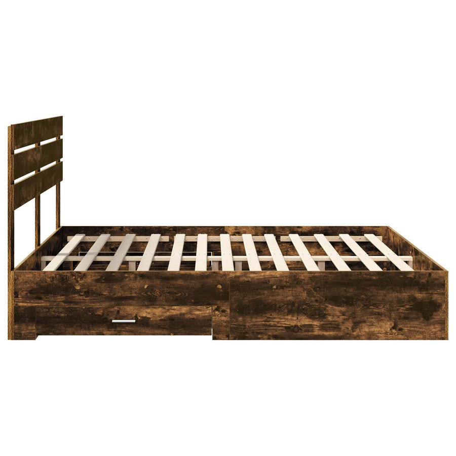 Bedframe met lade met hoofdeinde met opslag Bewerkt hout