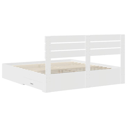 Bedframe met lade met hoofdeinde met opslag Bewerkt hout
