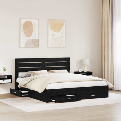 Bedframe met lade met hoofdeinde met opslag Bewerkt hout