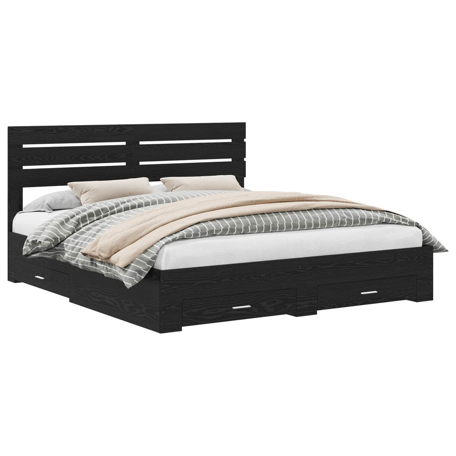 Bedframe met lade met hoofdeinde met opslag Bewerkt hout