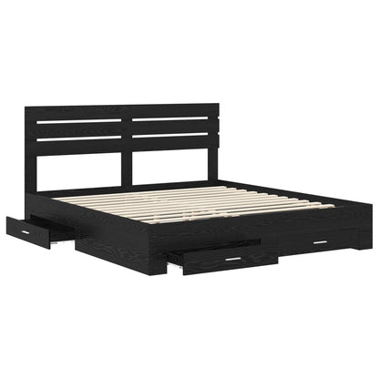Bedframe met lade met hoofdeinde met opslag Bewerkt hout