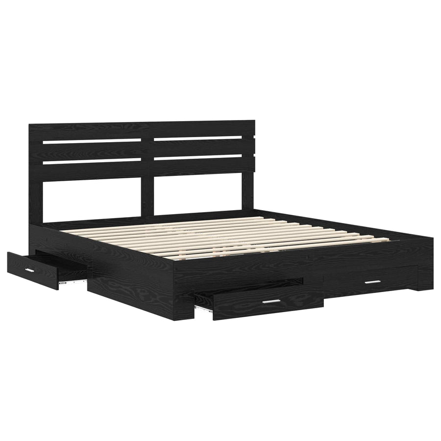 Bedframe met lade met hoofdeinde met opslag Bewerkt hout