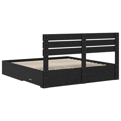 Bedframe met lade met hoofdeinde met opslag Bewerkt hout