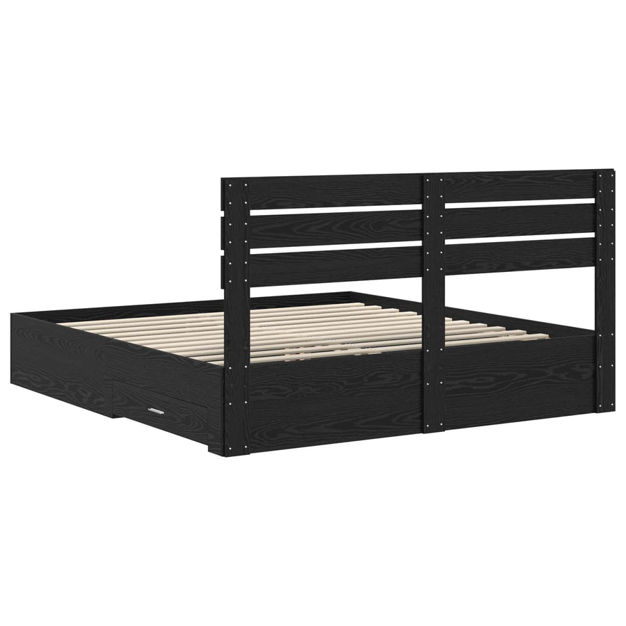 Bedframe met lade met hoofdeinde met opslag Bewerkt hout