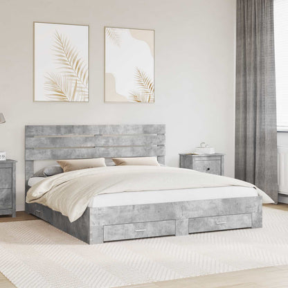 Bedframe met lade met hoofdeinde met opslag Bewerkt hout