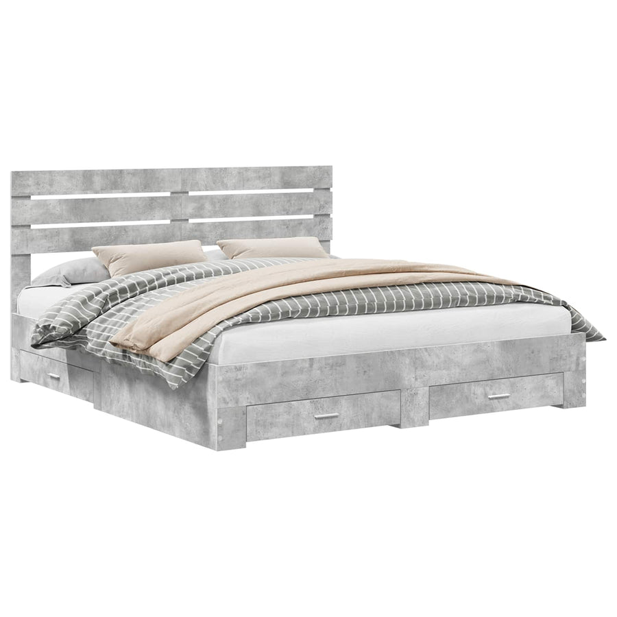 Bedframe met lade met hoofdeinde met opslag Bewerkt hout