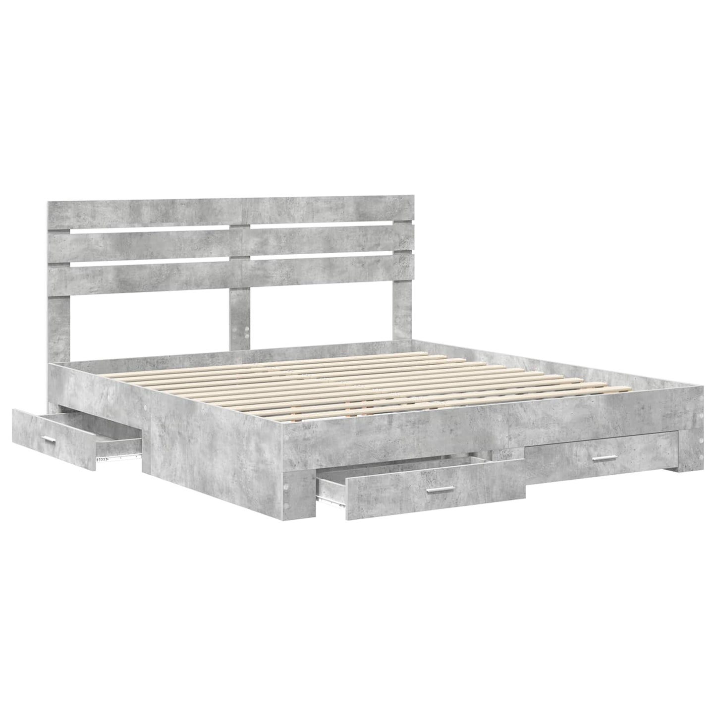 Bedframe met lade met hoofdeinde met opslag Bewerkt hout