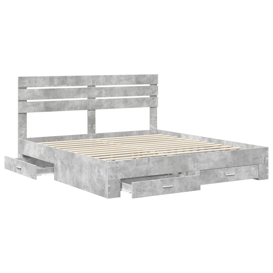 Bedframe met lade met hoofdeinde met opslag Bewerkt hout