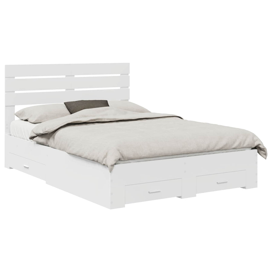 Bedframe met lade met hoofdeinde met opslag Bewerkt hout