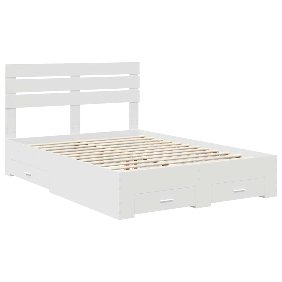 Bedframe met lade met hoofdeinde met opslag Bewerkt hout