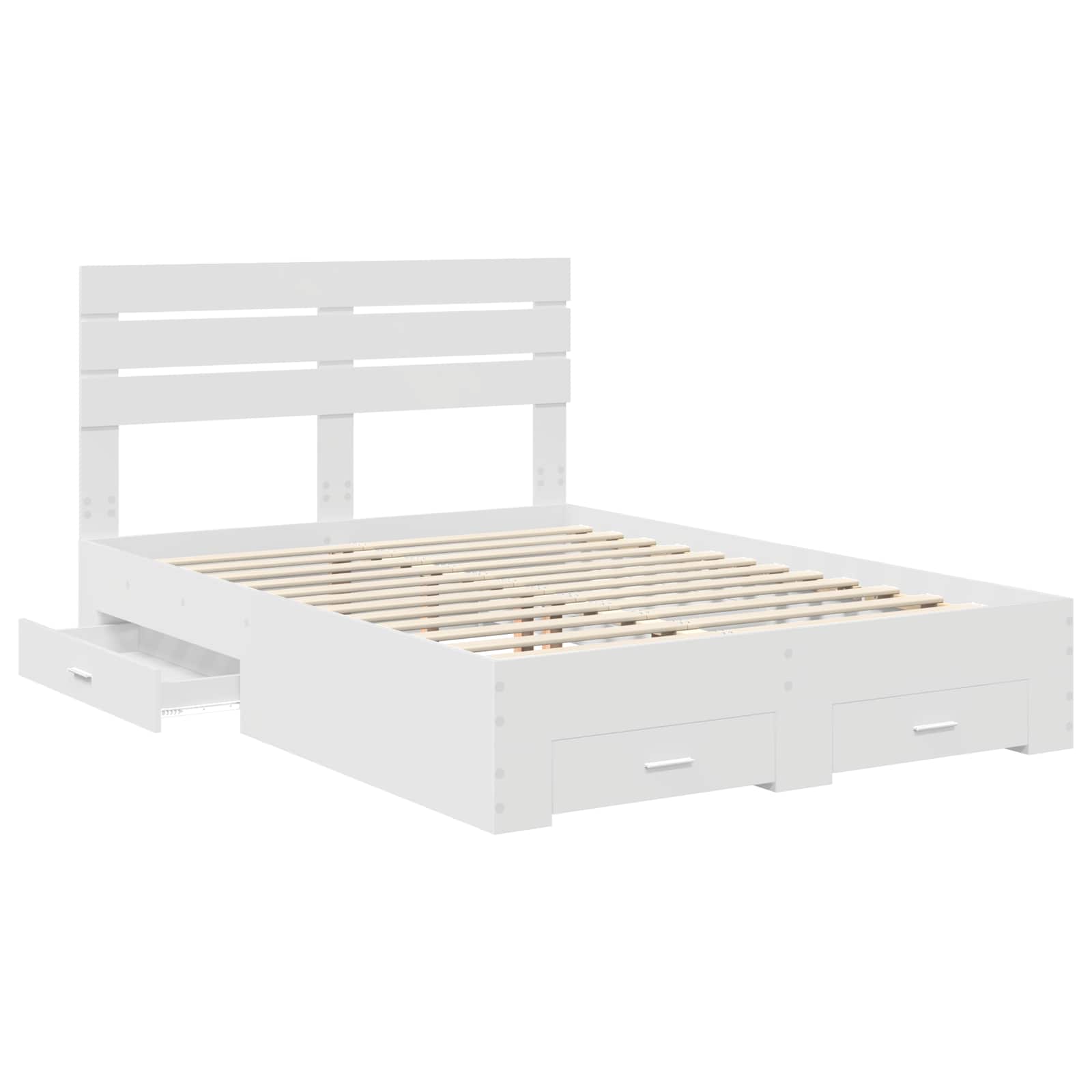 Bedframe met lade met hoofdeinde met opslag Bewerkt hout