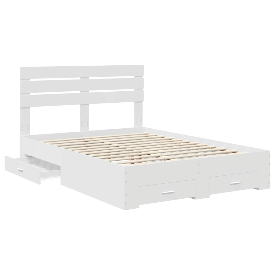 Bedframe met lade met hoofdeinde met opslag Bewerkt hout