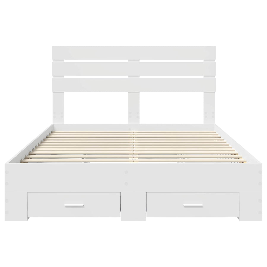 Bedframe met lade met hoofdeinde met opslag Bewerkt hout