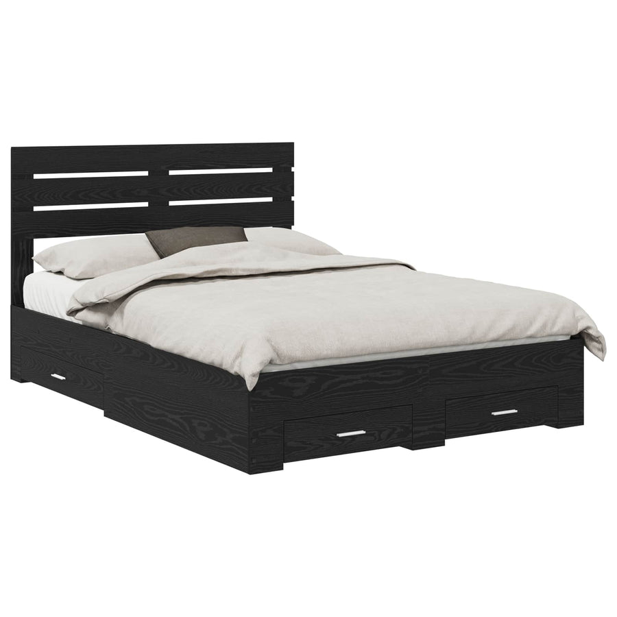 Bedframe met lade met hoofdeinde met opslag Bewerkt hout
