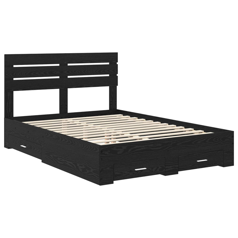 Bedframe met lade met hoofdeinde met opslag Bewerkt hout