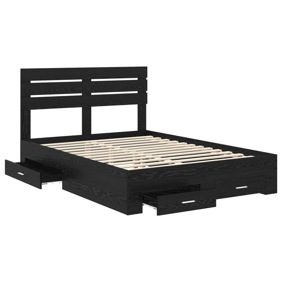 Bedframe met lade met hoofdeinde met opslag Bewerkt hout
