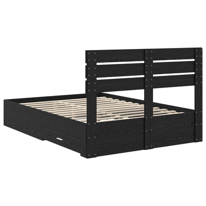Bedframe met lade met hoofdeinde met opslag Bewerkt hout