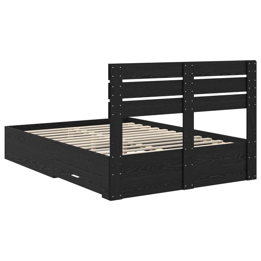 Bedframe met lade met hoofdeinde met opslag Bewerkt hout
