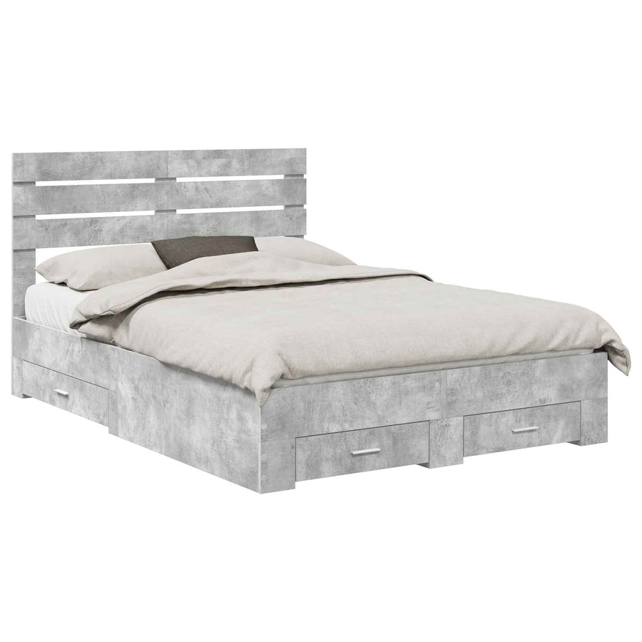 Bedframe met lade met hoofdeinde met opslag Bewerkt hout