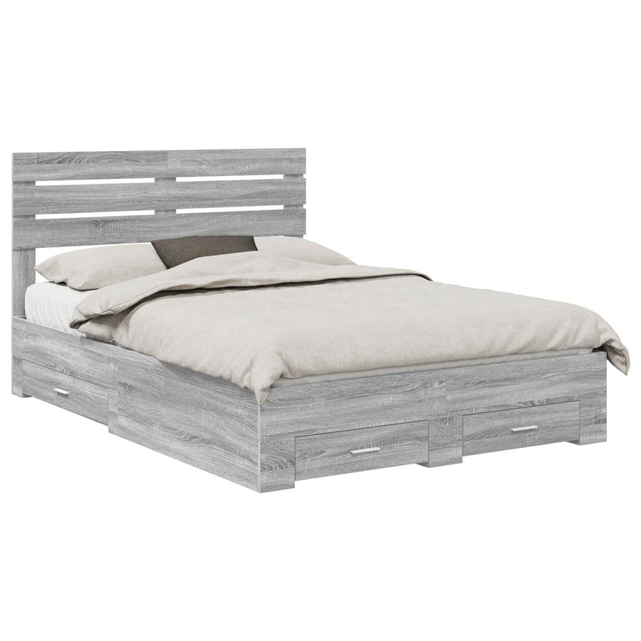 Bedframe met lade met hoofdeinde met opslag Bewerkt hout