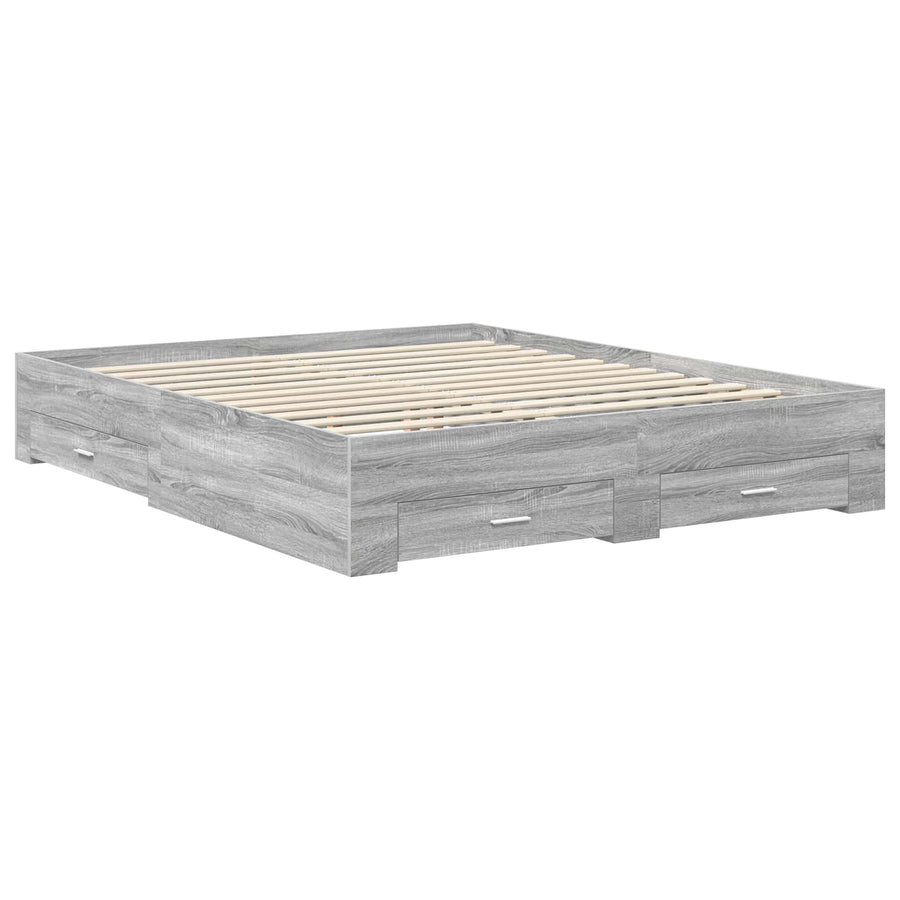 Bedframe met lade met hoofdeinde met opslag Bewerkt hout