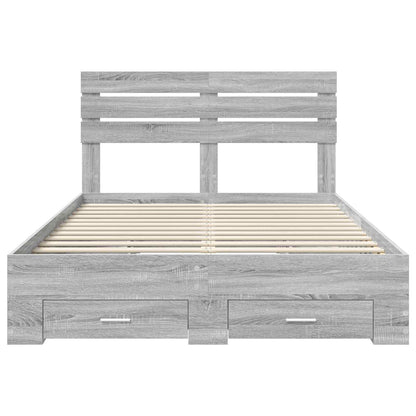 Bedframe met lade met hoofdeinde met opslag Bewerkt hout