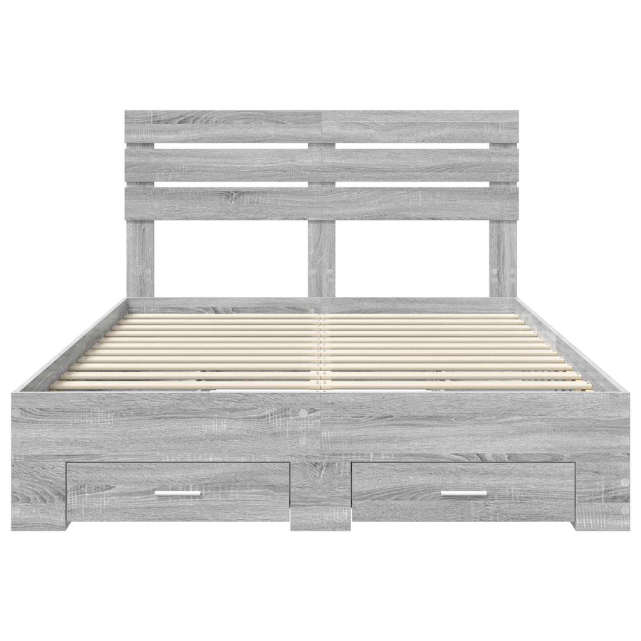 Bedframe met lade met hoofdeinde met opslag Bewerkt hout