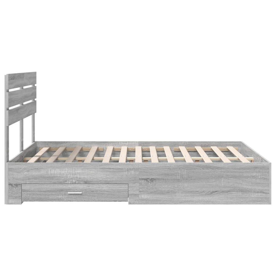 Bedframe met lade met hoofdeinde met opslag Bewerkt hout