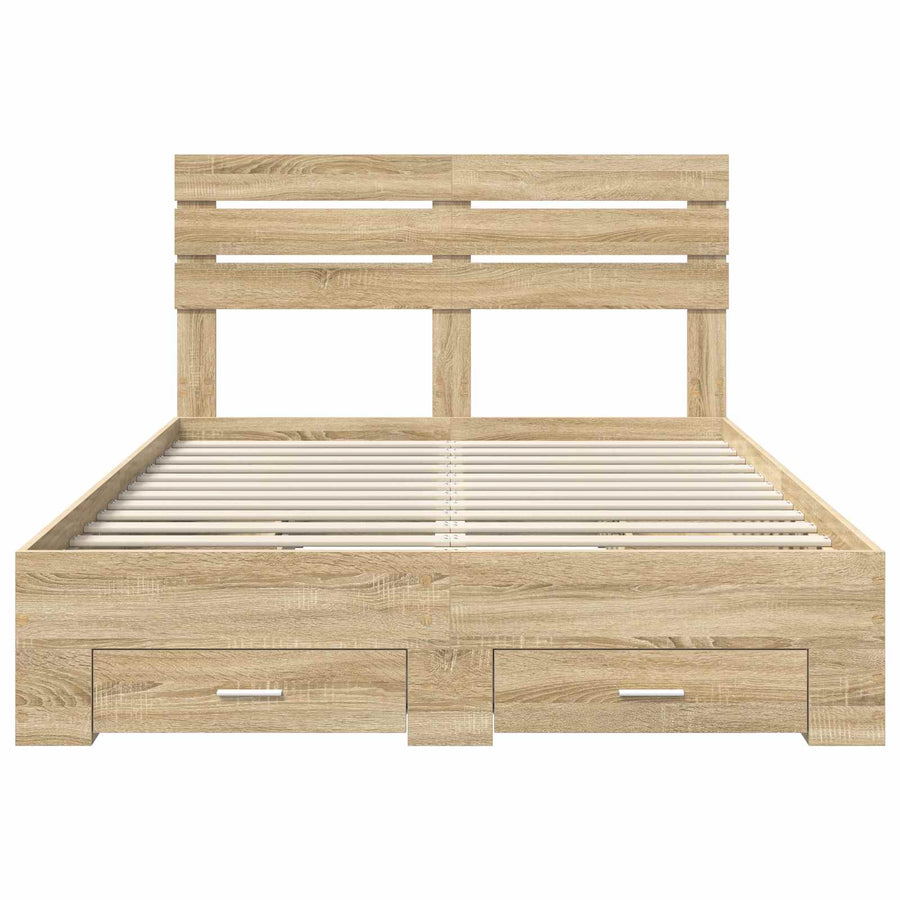Bedframe met lade met hoofdeinde met opslag Bewerkt hout