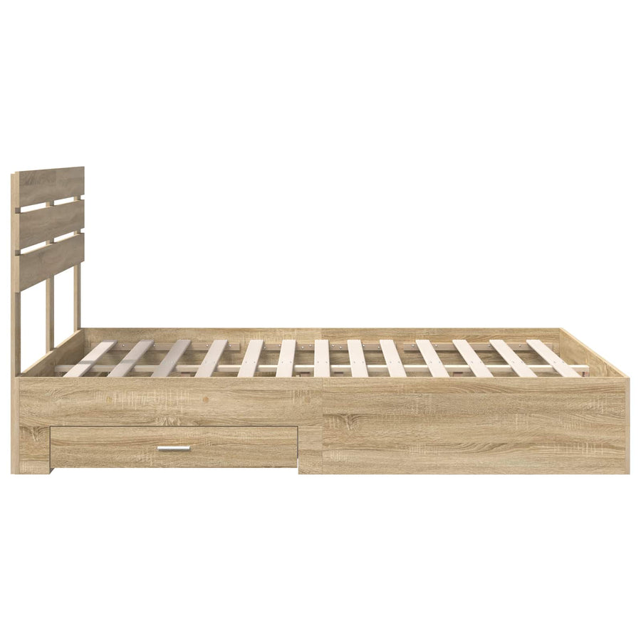 Bedframe met lade met hoofdeinde met opslag Bewerkt hout
