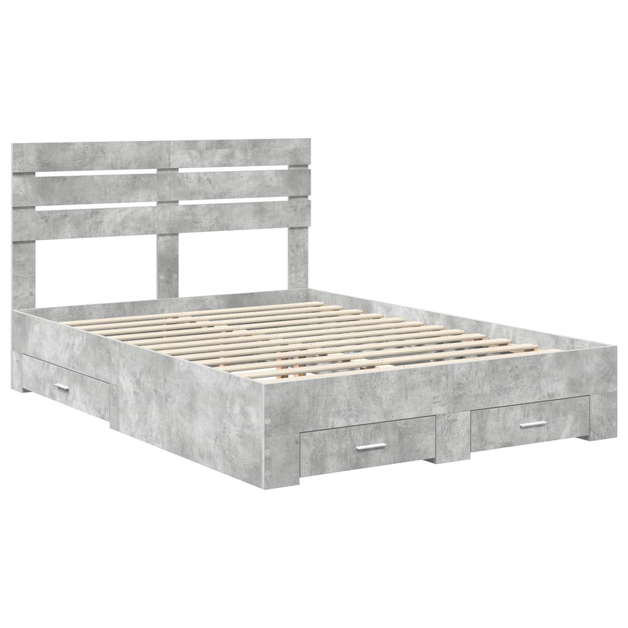 Bedframe met lade met hoofdeinde met opslag Bewerkt hout