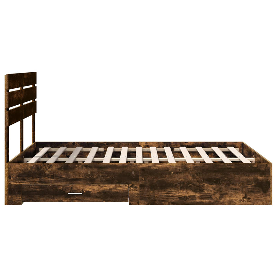 Bedframe met lade met hoofdeinde met opslag Bewerkt hout