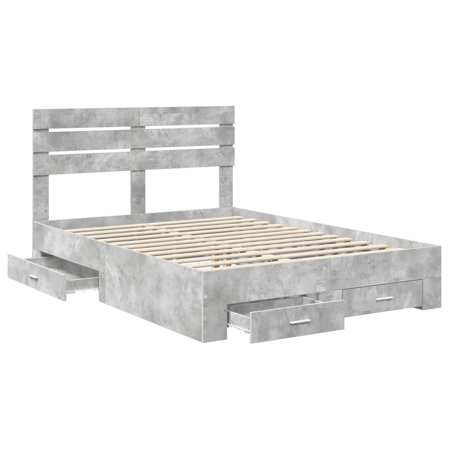 Bedframe met lade met hoofdeinde met opslag Bewerkt hout