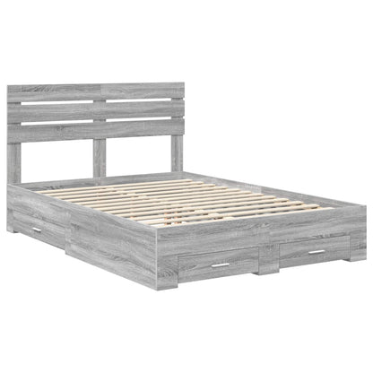 Bedframe met lade met hoofdeinde met opslag Bewerkt hout