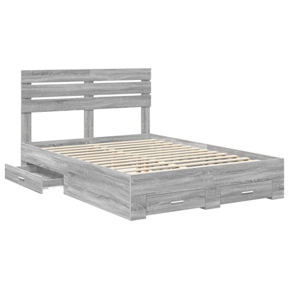 Bedframe met lade met hoofdeinde met opslag Bewerkt hout
