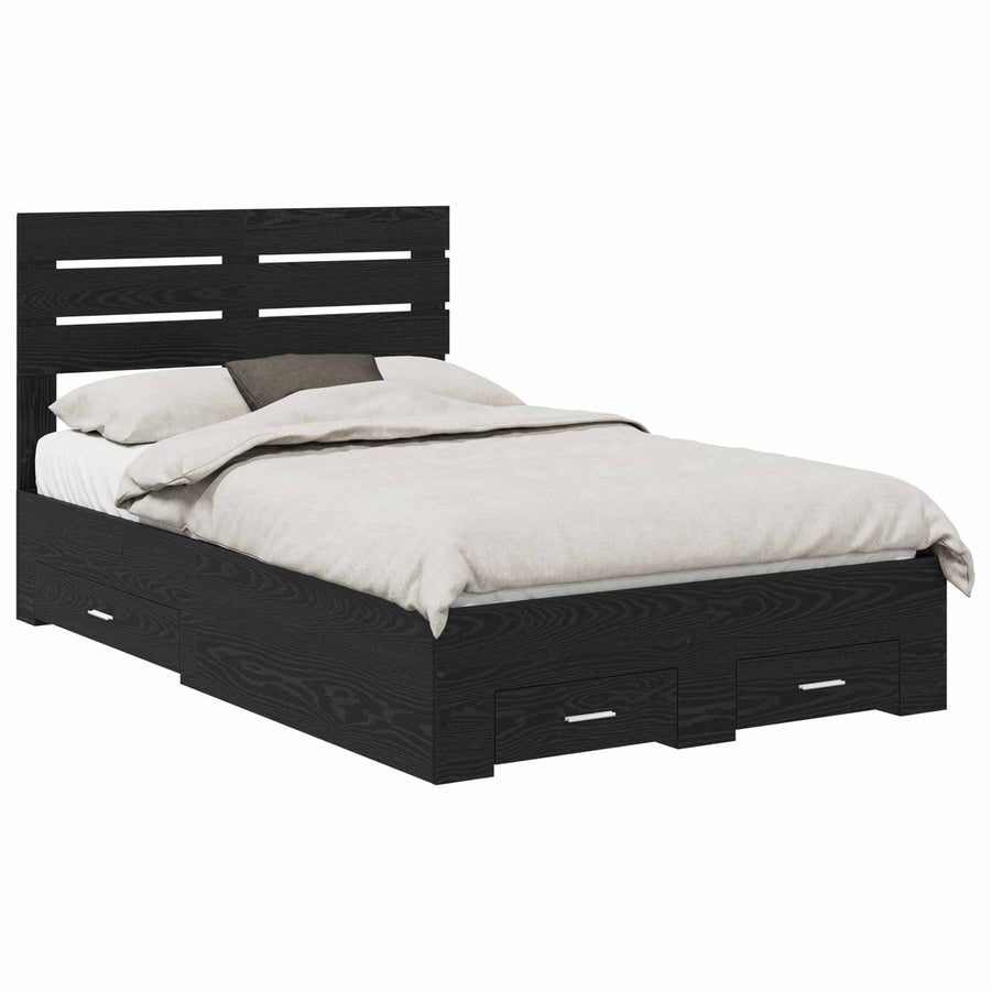 Bedframe met lade met hoofdeinde met opslag Bewerkt hout