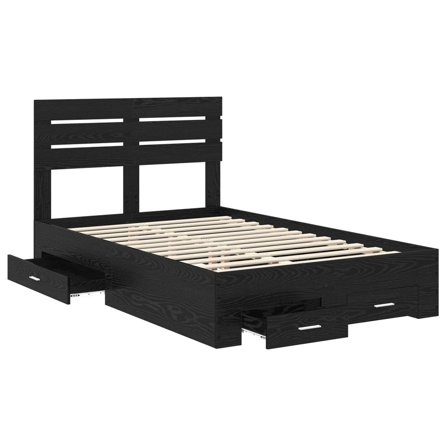 Bedframe met lade met hoofdeinde met opslag Bewerkt hout