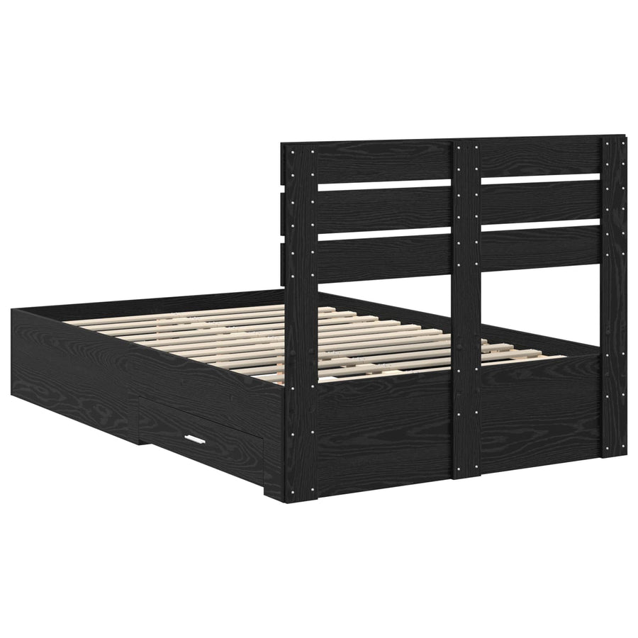 Bedframe met lade met hoofdeinde met opslag Bewerkt hout