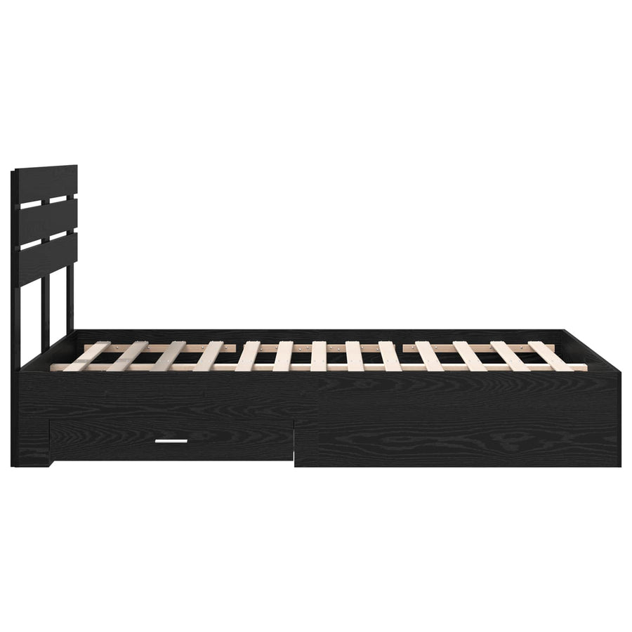 Bedframe met lade met hoofdeinde met opslag Bewerkt hout
