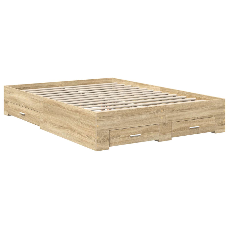 Bedframe met lade met hoofdeinde met opslag Bewerkt hout