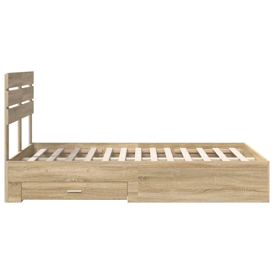 Bedframe met lade met hoofdeinde met opslag Bewerkt hout