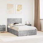 Bed frame with drawer, headboard with storage, engineered wood